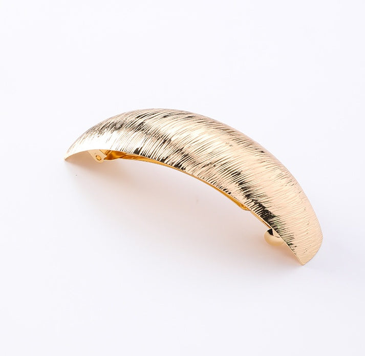 Korean New Headwear Simple Brushed Metal Curved Hair Clips Wild Elegant Horsetail Clip Small  Horizontal Clip