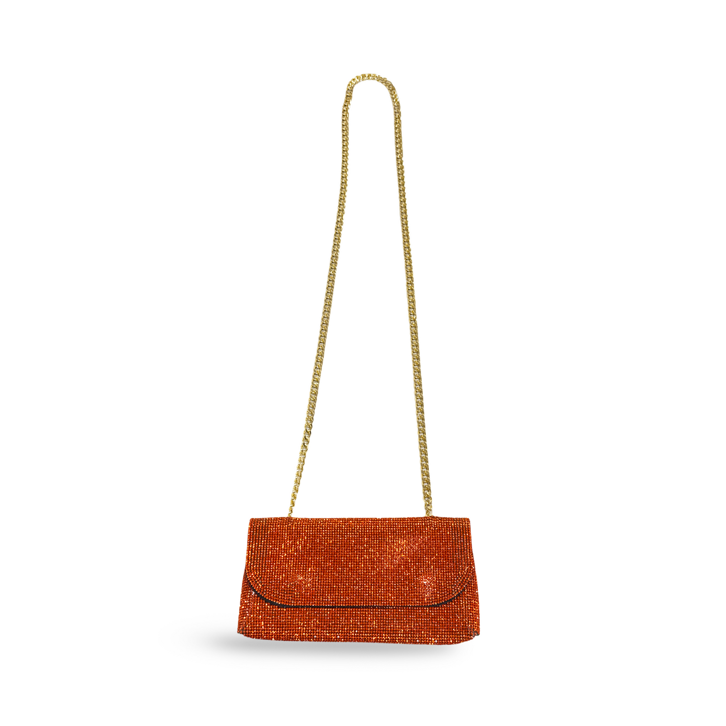 Caprilite Small Crossbody Bag Sparkly Crystal Clutch Fold Handbag Burnt Orange