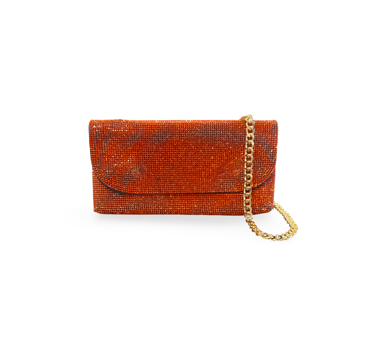 Caprilite Small Crossbody Bag Sparkly Crystal Clutch Fold Handbag Burnt Orange
