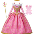 Girls Princess Set Sweet Long Sleeve Princess Dress Clothes For Birthday Christmas Halloween Gift