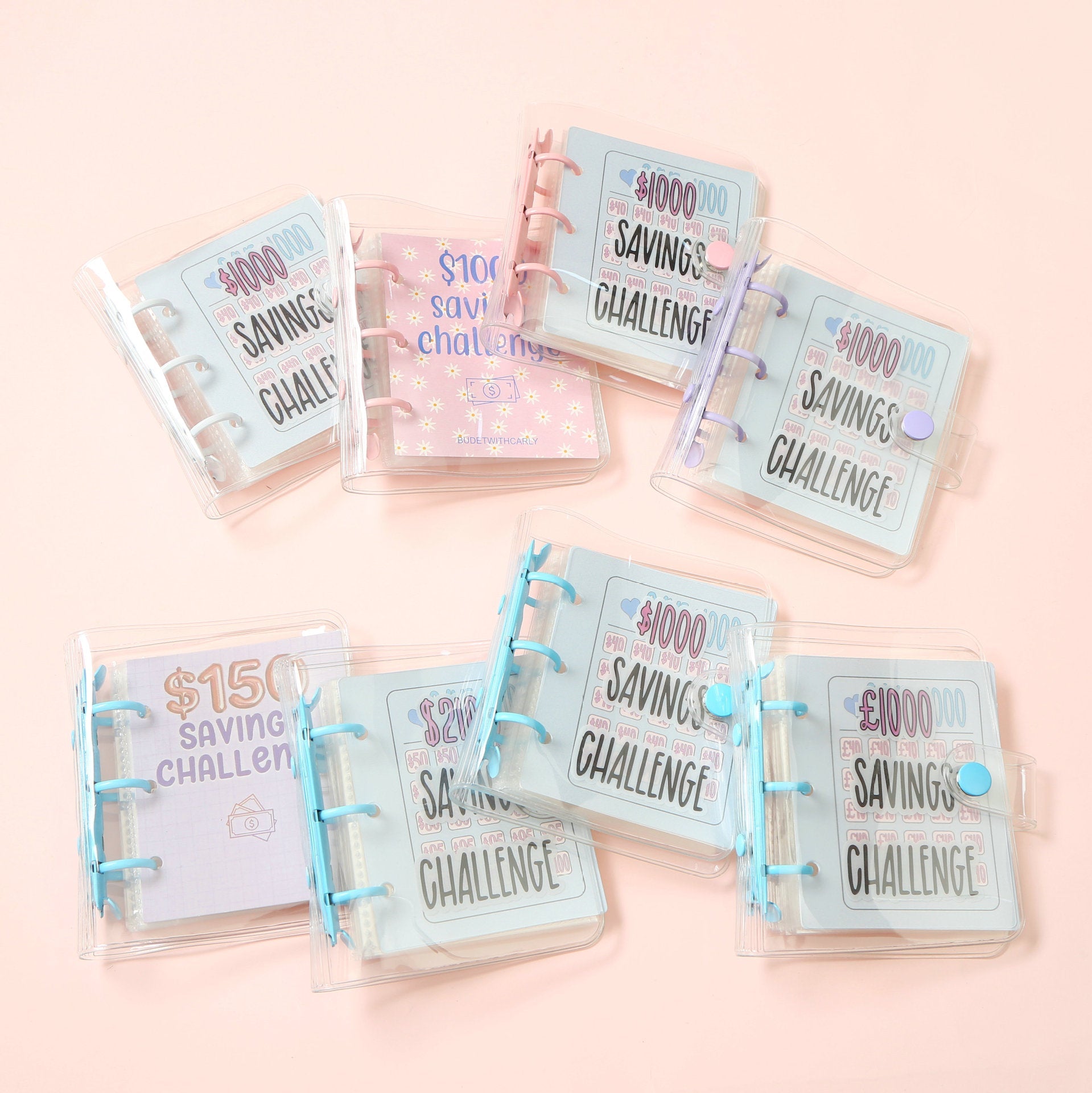 In Stock PVC3 Hole Mini Money Saving Challenge Loose-leaf Binder With Envelope SavingBinder Savings Storage Storage Book