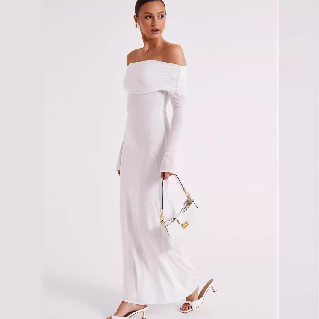 Off-neck Backless Private Clothing Socialite Dress
