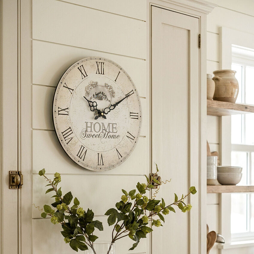 34cm Dia Round Wall Clock | Home Sweet Home