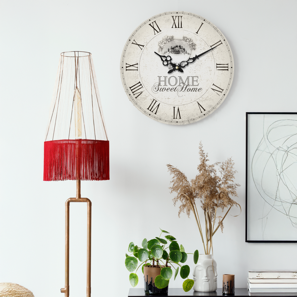34cm Dia Round Wall Clock | Home Sweet Home