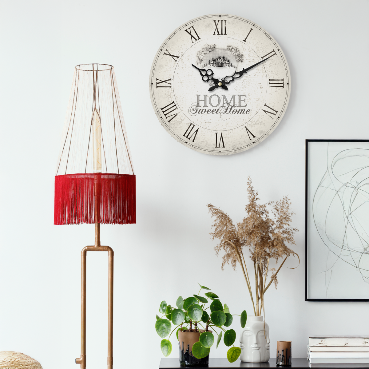 34cm Dia Round Wall Clock | Home Sweet Home