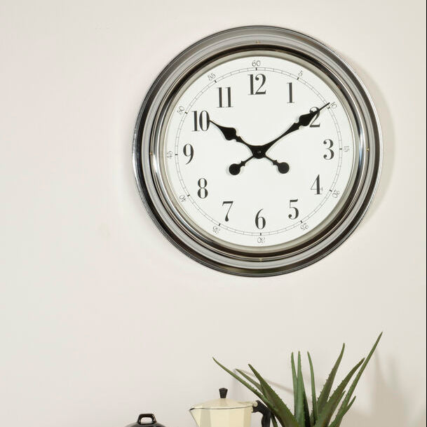 Pelo Chrome Finish Wall Clock
