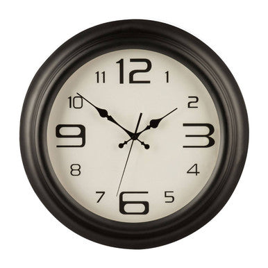 44cm Dia Matt Black Metal Wall Clock | Myers