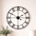 59cm Dia Matt Black Metal Wall Clock | Baywood