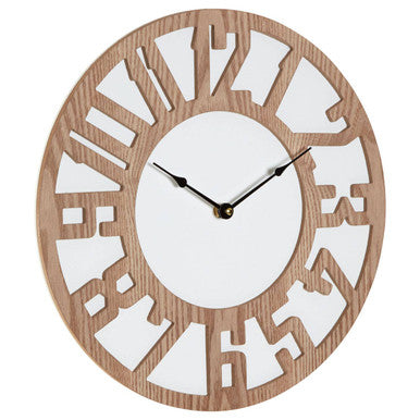 Vitus 40cm Dia Carved Wood Wall Clock
