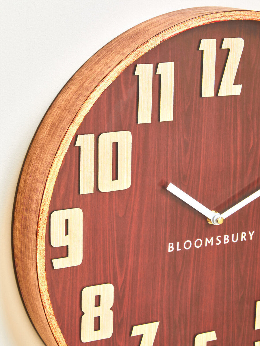 40cm Dia Red Grain Large Wall Clock | Vitus
