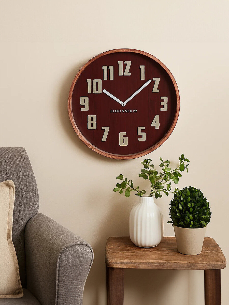 40cm Dia Red Grain Large Wall Clock | Vitus