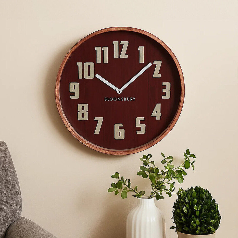 Vitus 40cm Dia Red Grain Large Wall Clock