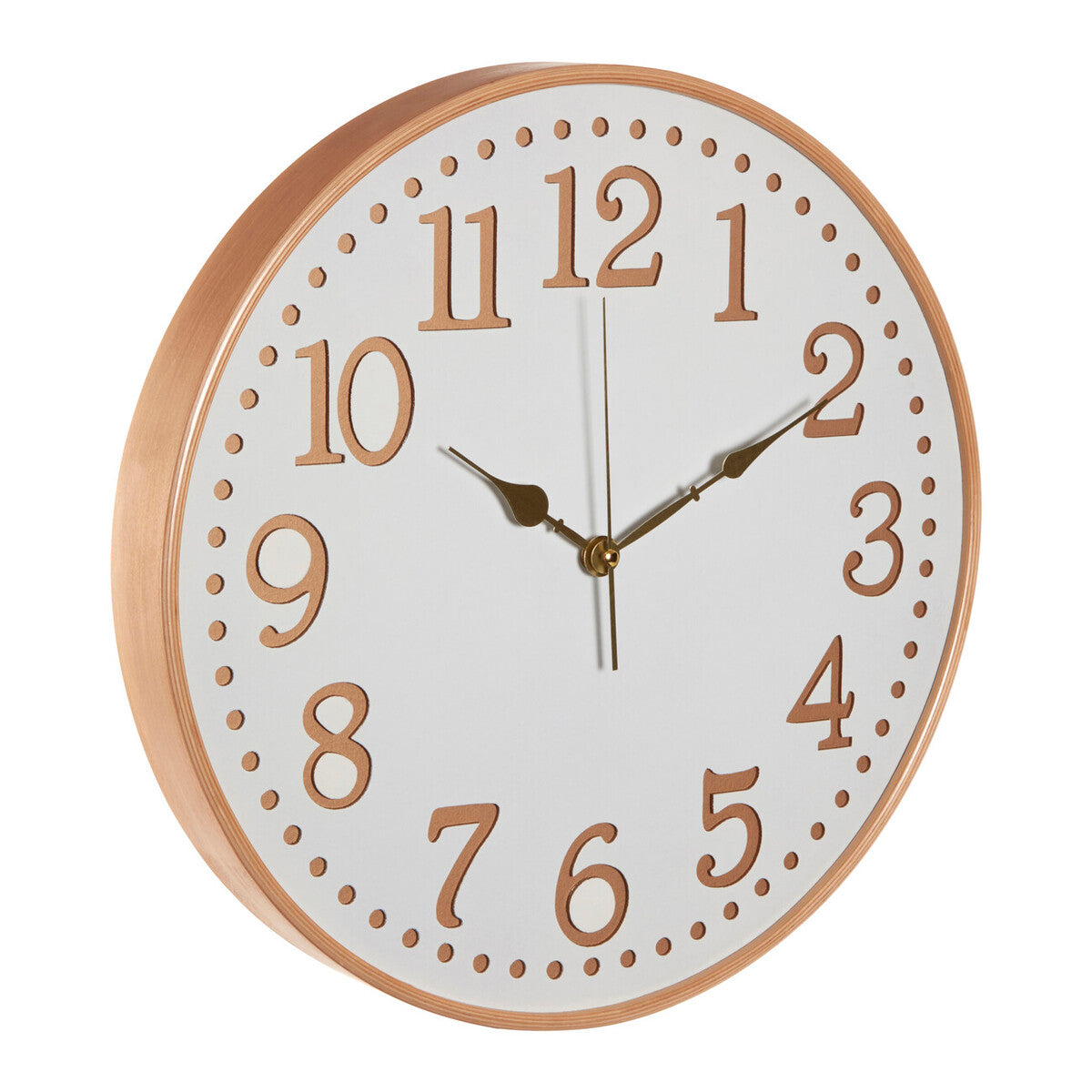 Vitus 40cm Dia White Wood with Gold Numbers Wall Clock