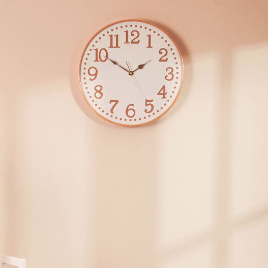 40cm Dia White Wood with Gold Numbers Wall Clock | Vitus