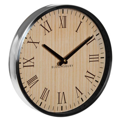 30cm Dia Natural and Silver Wall Clock | Vitus