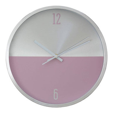 Elko 30cm Dia Silver and Pink Finish Wall Clock