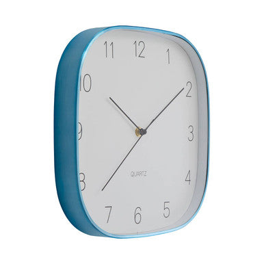 29cm Dia Square Blue Finish Case Wall Clock | Elko