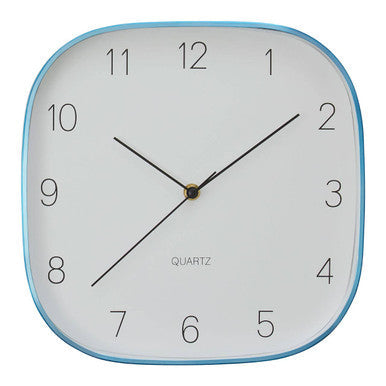 29cm Dia Square Blue Finish Case Wall Clock | Elko
