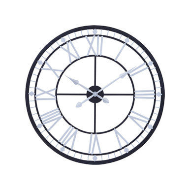Vitus 80cm Dia Skeletal Wall Clock with Black Finish Frame
