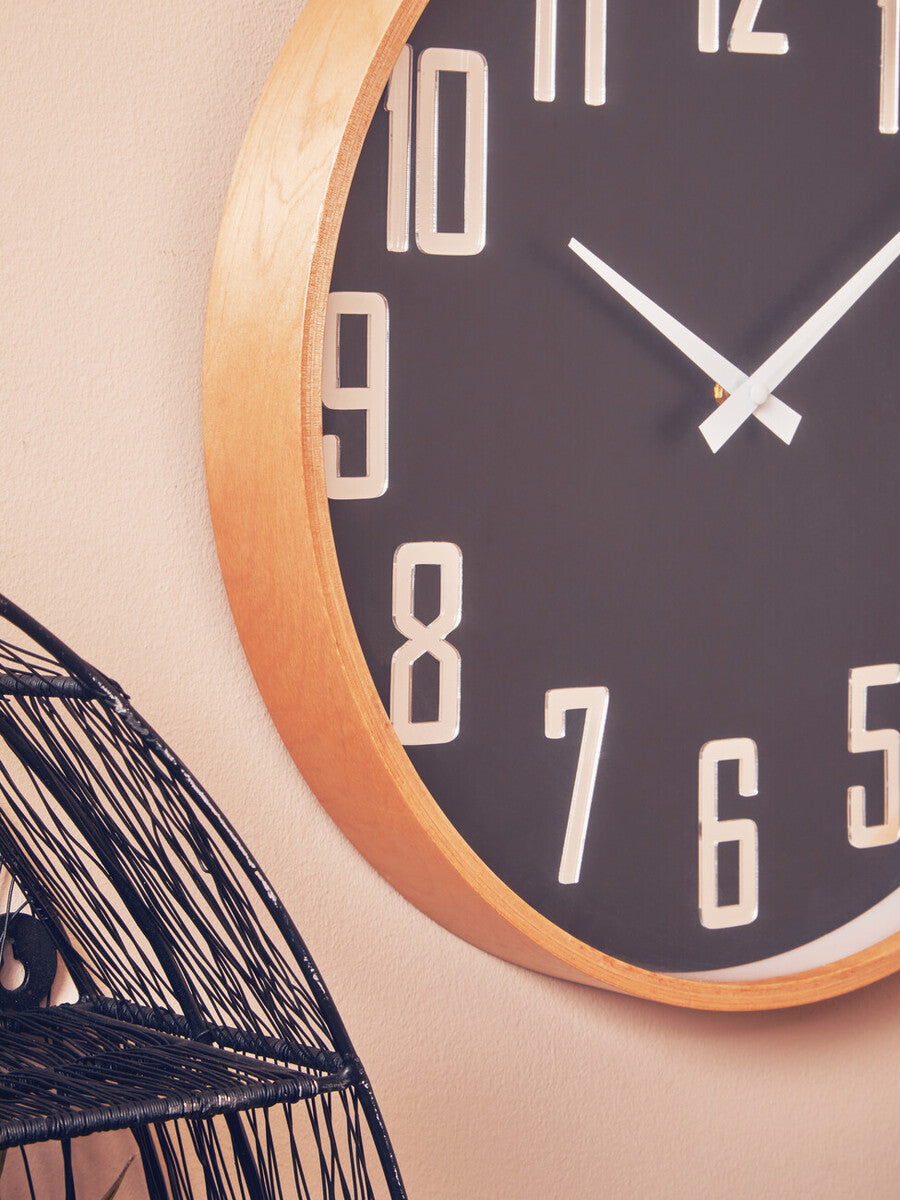 30cm Dia Black Wall Clock | Vitus