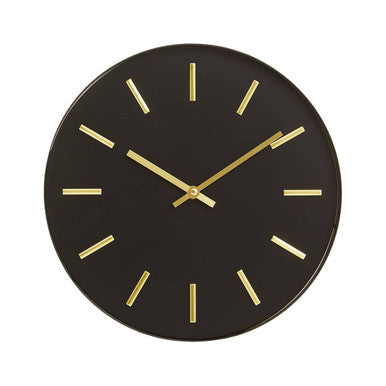 30.5cm Dia Black and Gold Wall Clock | Vitus