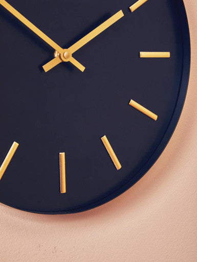 30.5cm Dia Black and Gold Wall Clock | Vitus