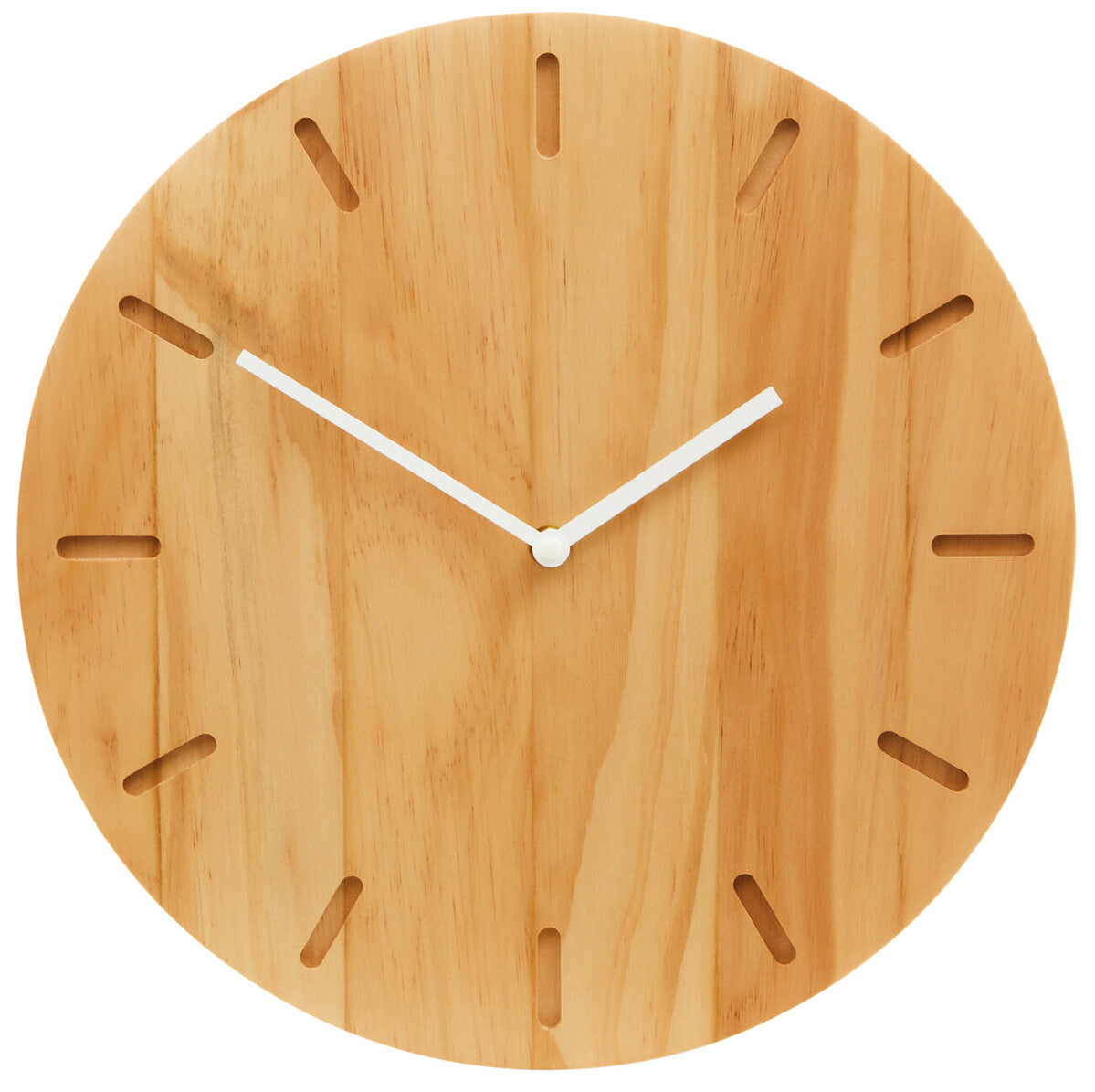 35cm Dia Natural Finish Oak Wood Wall Clock | Vitus