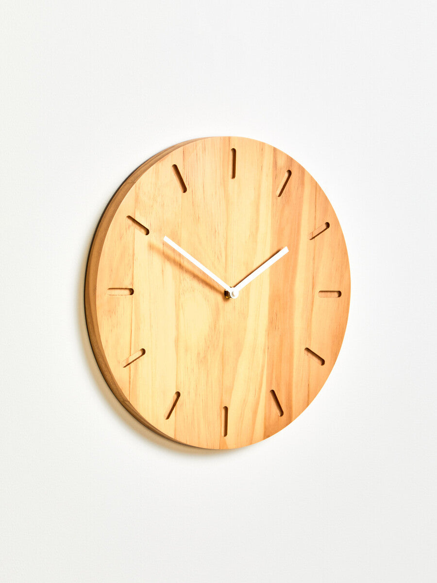 Vitus 35cm Dia Natural Finish Oak Wood Wall Clock