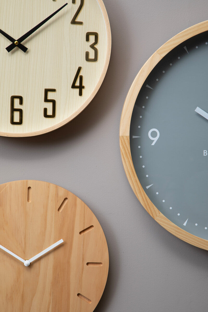 Vitus 35cm Dia Natural Finish Oak Wood Wall Clock