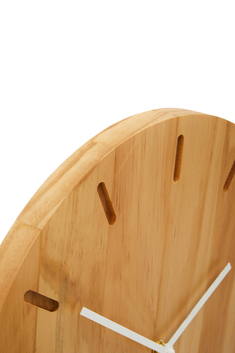 Vitus 35cm Dia Natural Finish Oak Wood Wall Clock