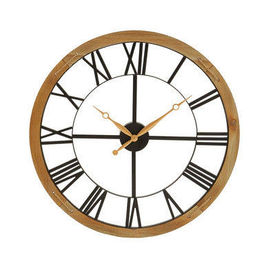 Vitus 60cm Dia Black Metal Wall Clock with Gold Finish Hands