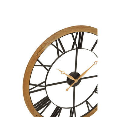 60cm Dia Black Metal Wall Clock with Gold Finish Hands | Vitus