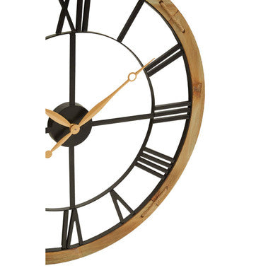 60cm Dia Black Metal Wall Clock with Gold Finish Hands | Vitus
