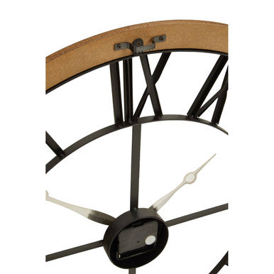 60cm Dia Black Metal Wall Clock with Gold Finish Hands | Vitus