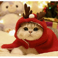 Pet Autumn And Winter Warm Antlers Hat Cloak