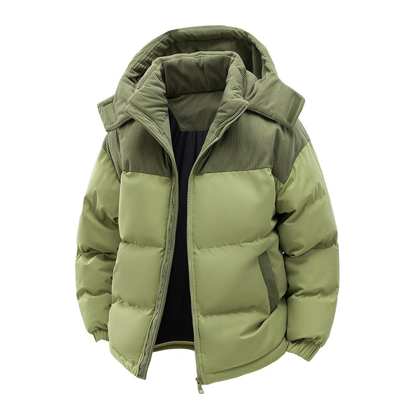 Thick Corduroy Patchwork Jacket Winter Zip-up Stand Collar Coat Casual Commuter Long-sleeved Cardigan Top Outwear Women's Clothing