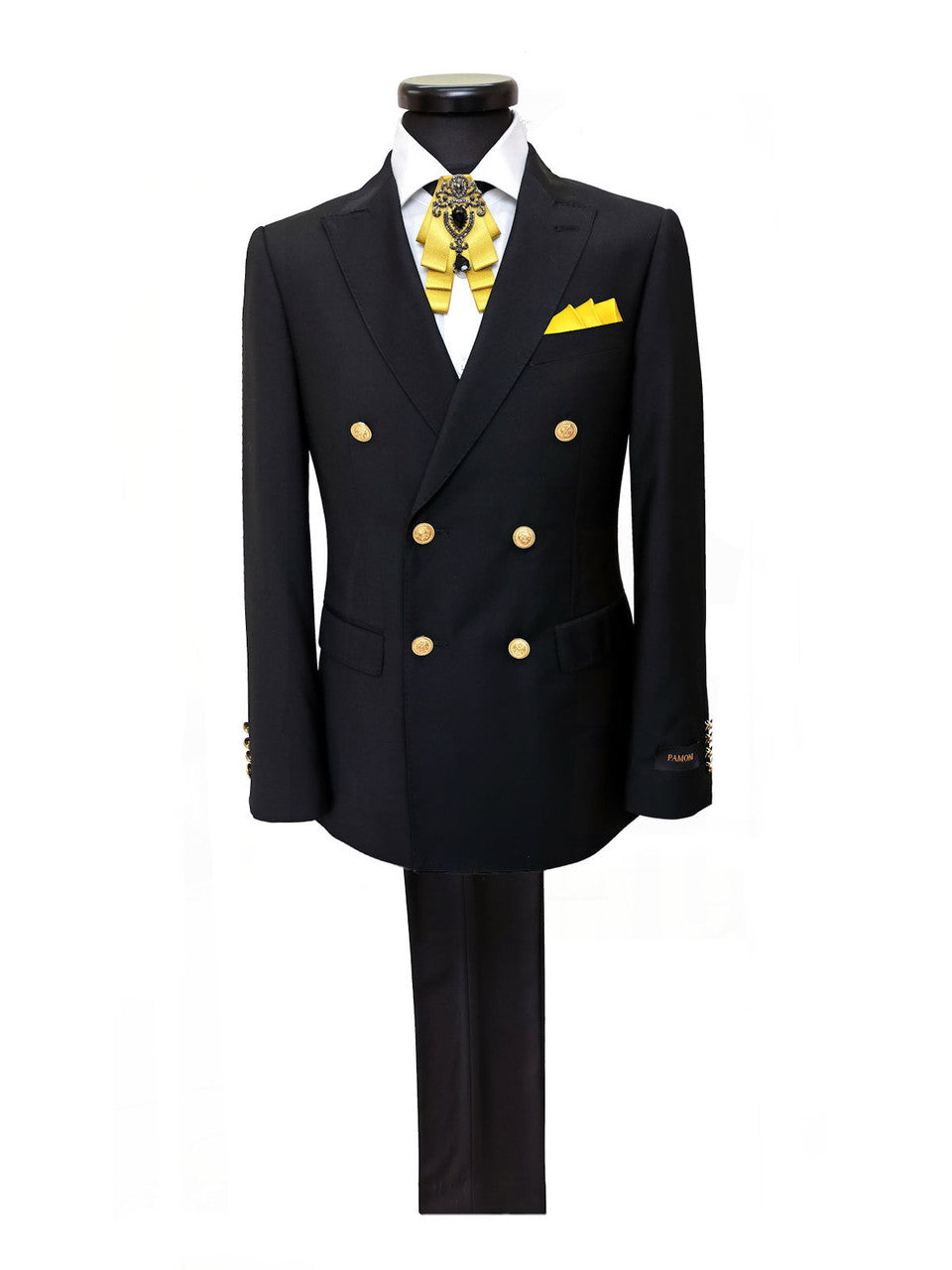 Black Gold Button Double Breasted Suit