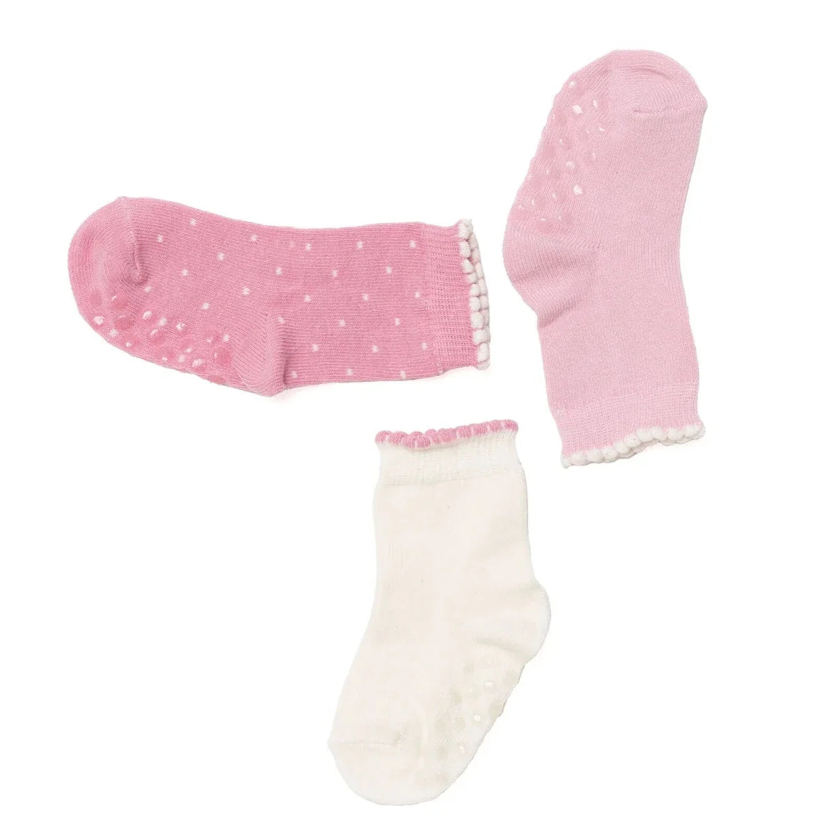 HelloBaby 3 Pack Polka Dot Non-Slip Baby Socks (Newborn to 4-5 Years)