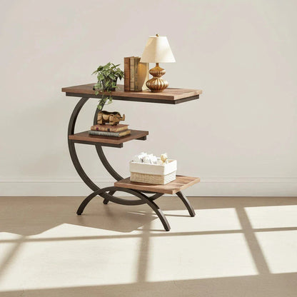 Modern C-Shaped Side Table - Living Room & Bedroom Accent Table with Curved Metal Frame