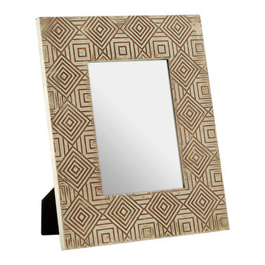 Bowerbird Metallic Tribal 5x7 Photo Frame in Antique Silver Finish
