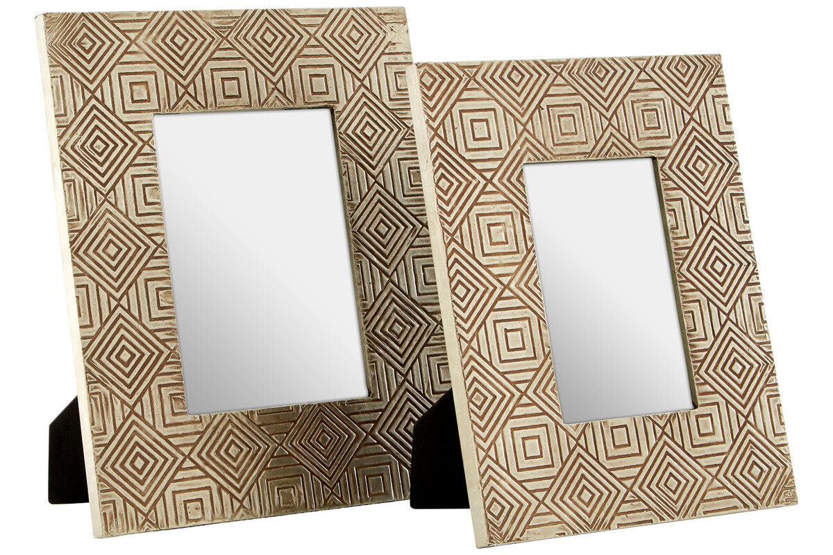 Bowerbird Metallic Tribal 4x6 Photo Frame in Antique Silver Finish