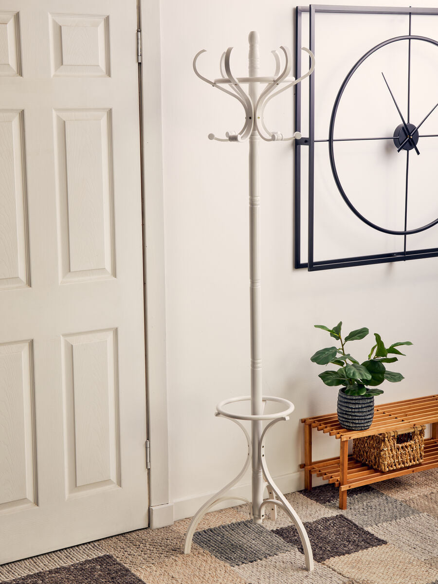 184cm White Finish Floor Standing Coat Stand | Kennedy