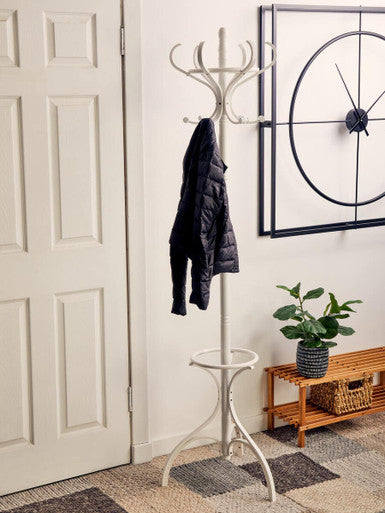 184cm White Finish Floor Standing Coat Stand | Kennedy