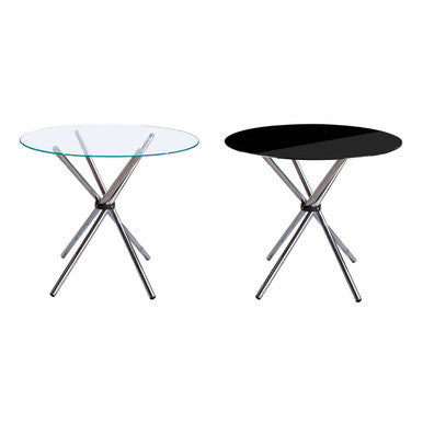 Afton Clear Glass Round Dining Table with Chrome Legs