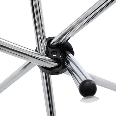 Clear Glass Top Round Dining Table with Silver Finish Metal Cross Base, Afton