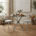 Afton Clear Glass Round Dining Table with Chrome Legs