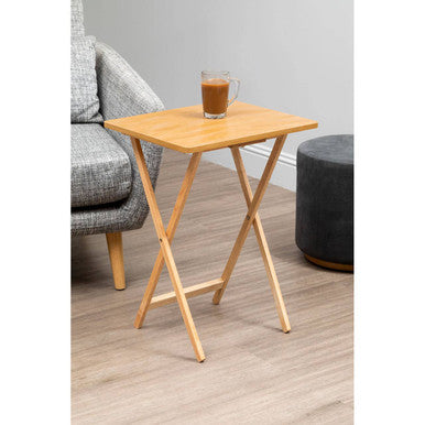 Natural  Hevea Wood Folding Snack Table with Sturdy Legs | Heva