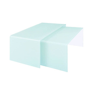 Nest of 2 Aqua Green Curved Glass Coffee Tables, Cascade