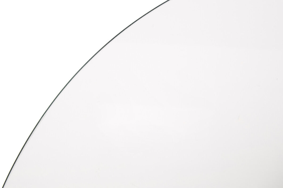 Clear Glass Round Dining Table with Silver Finish Metal Base, Metropolitan