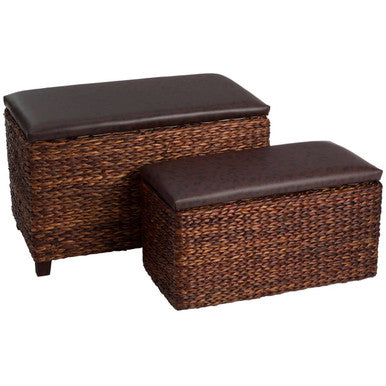 Leaf Woven Storage Ottoman - Set of 2 | Cattail